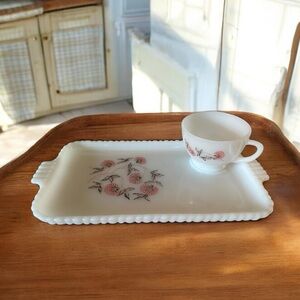 1950’s Fire-King Fleurette Snack Set by Anchor Hocking